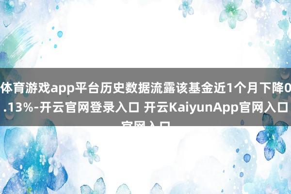 体育游戏app平台历史数据流露该基金近1个月下降0.13%-开云官网登录入口 开云KaiyunApp官网入口